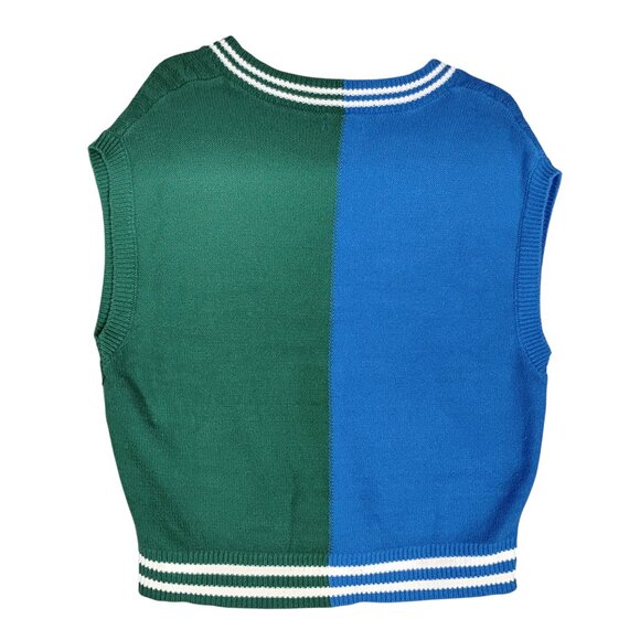 Wild Fable Color Block Vest Size Medium Green and Blue V Neck Academia Vibes - Picture 3 of 7